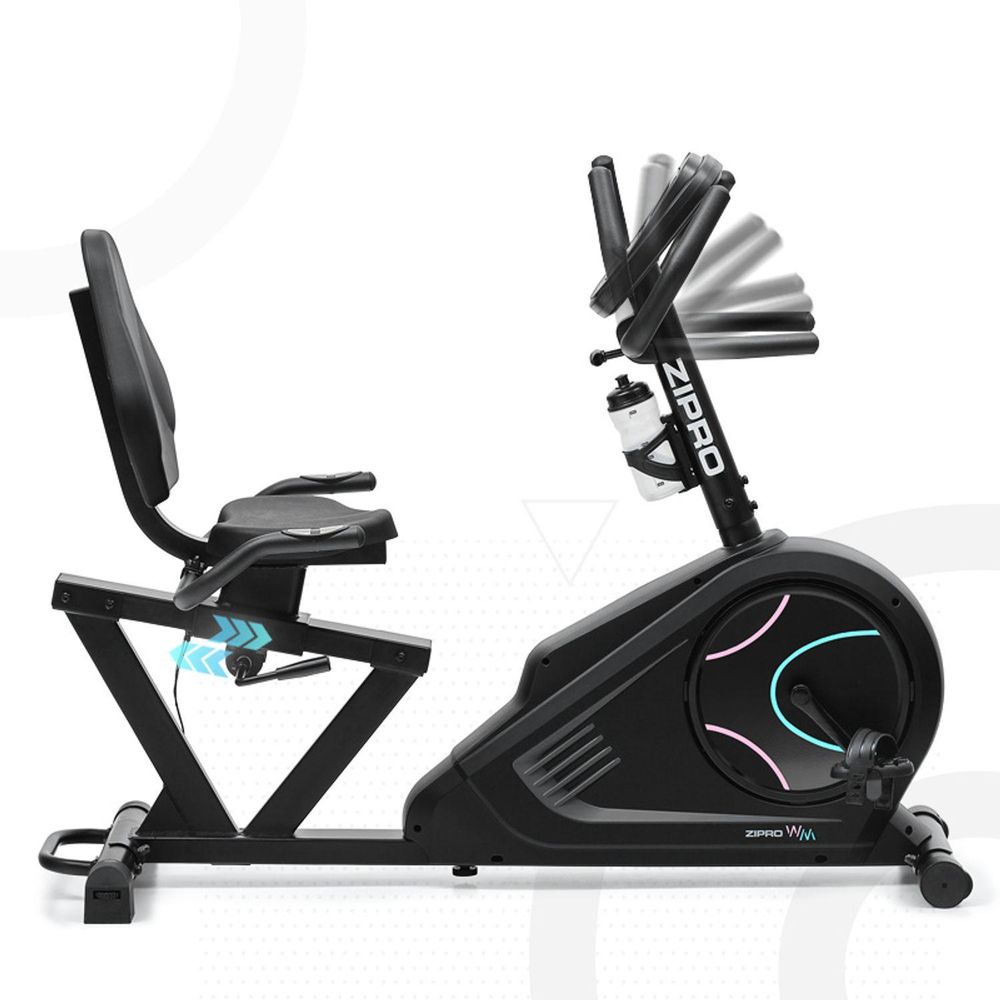 Ergometr Zipro Liegeheimtrainer Glow WM – biały rower poziomy dla seniorów i rehabilitacji Rower poziomy z aplikacją Opór elektryczny Oszczędzający plecy