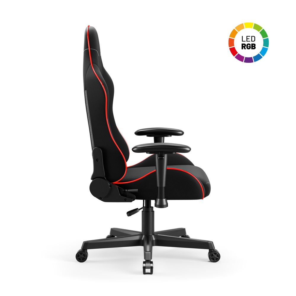 Diablo X-ST4RTER Gaming Stuhl Chair Bürostuhl Schreibtischstuhl PC Stuhl Ergonomisch Stoffbezug 2D Armlehnen Kippmechanismus, Farbe: Schwarz (LED)