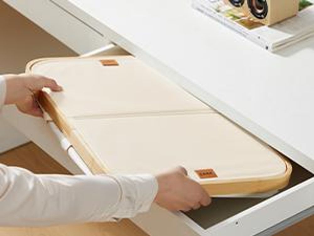 Wäschekorb 2 Fächer, Wäschesammler 150 Liter, Wäschesortierer mit Deckel, weiß-beige