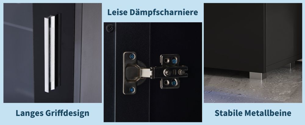 okwish Vitrine,Schwarze Hochglanzvitrinen mit Glastüren und LED-beleuchtete,Bücherregale und Acryl-Vitrine mit schwarzen Hochglanztüren,Schwarz