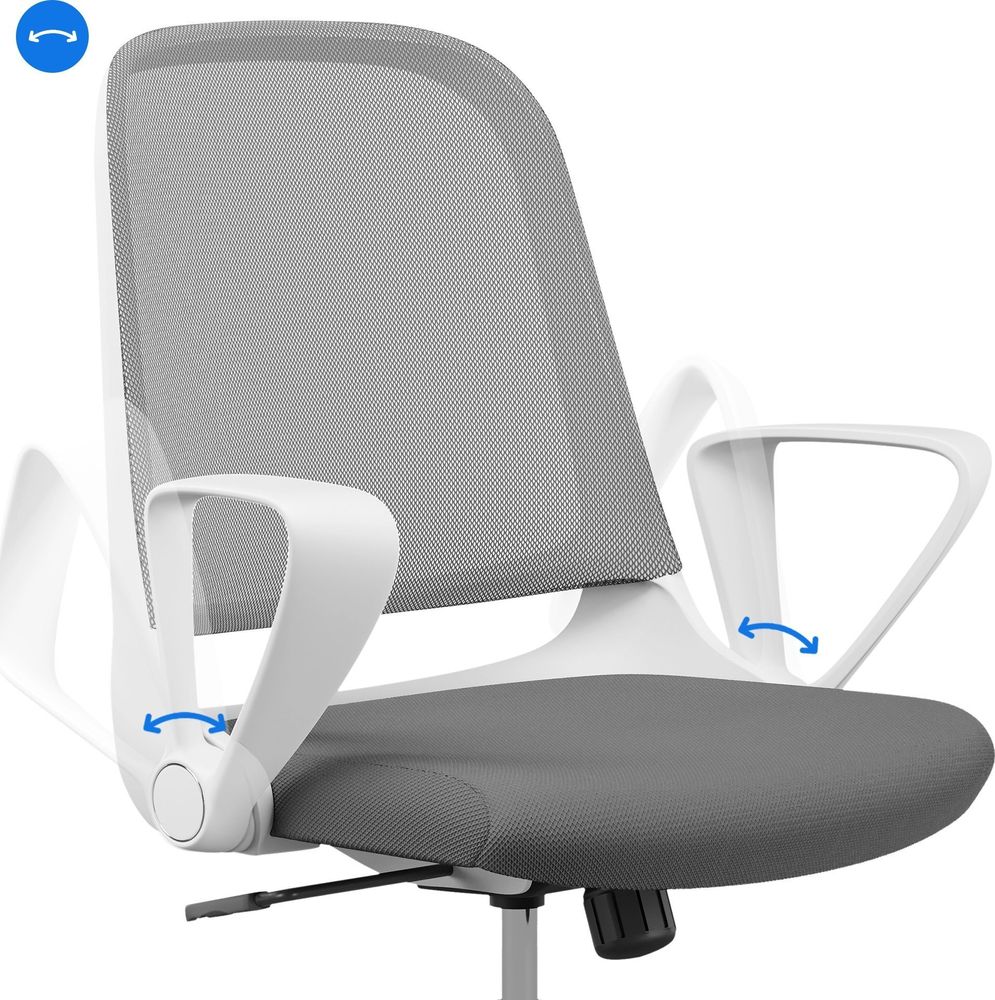 SENSE7 Sopty Ergonomischer Bürostuhl Schreibtischstuhl Weiß Klappbare Armlehnen Netzrücken Wippfunktion Homeoffice Office Chair Gummirollen 120 kg