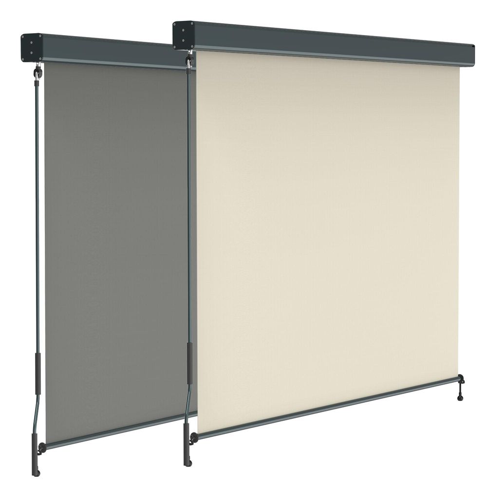 Senkrechtmarkise Balkon 160x250cm Markise mit Kassette Sichtschutz Outdoor Anthrazit Beige paramondo Senkrechtmarkise 2000