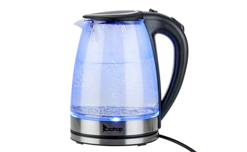 FCH Wasserkocher , 1,8 L, Edelstahl Glas LED Beleuchtung BPA-frei,Wasser effizient kochen und Energie sparen,2000W