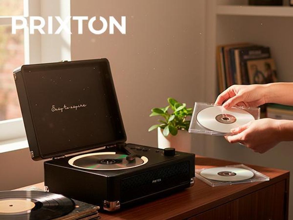 PRIXTON Tragbarer CD-Player Boogie mit Bluetooth, FM-Radio und AUX, Lautsprecher 6W, Kompatibel CD/MP3/WMA, Kopfhörerausgang, Koffer-Design, Creme