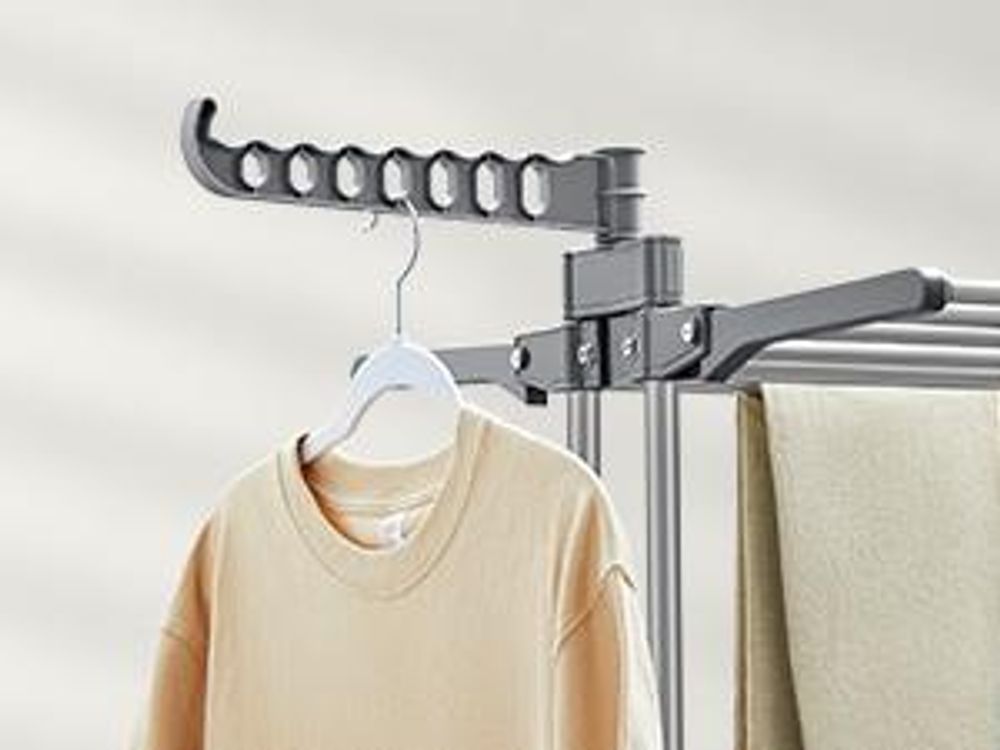 SONGMICS Wäscheständer, Standtrockner 4 Ebenen, klappbar, rollbar, Sockenhalter, 63,5 x 125,5 x 172,5 cm, grau