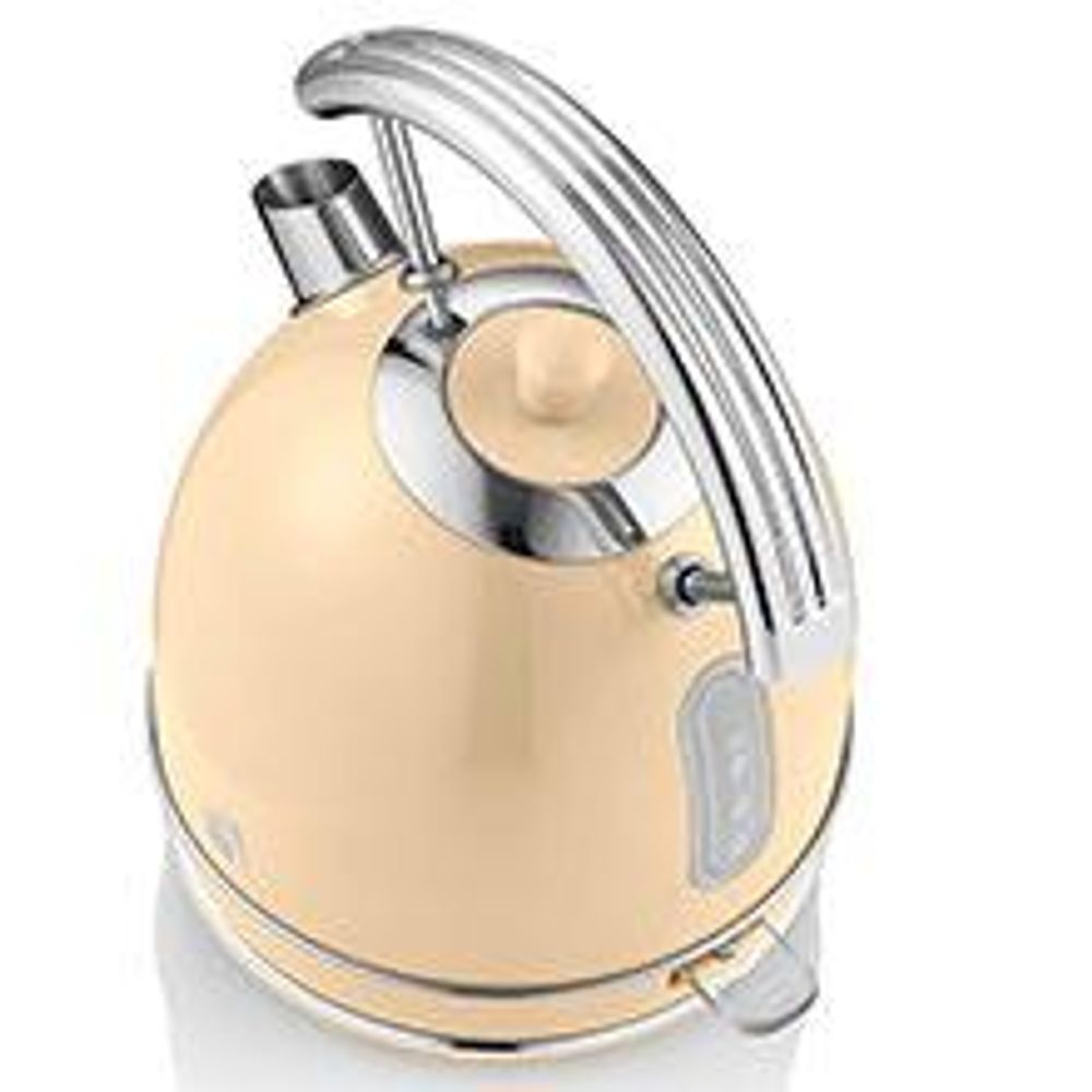 SWAN SK14630CNEU Retro Elektrisch Wasserkocher 1,8L Vintage Abschaltautomatik Kabellos, Edelstahl Creme
