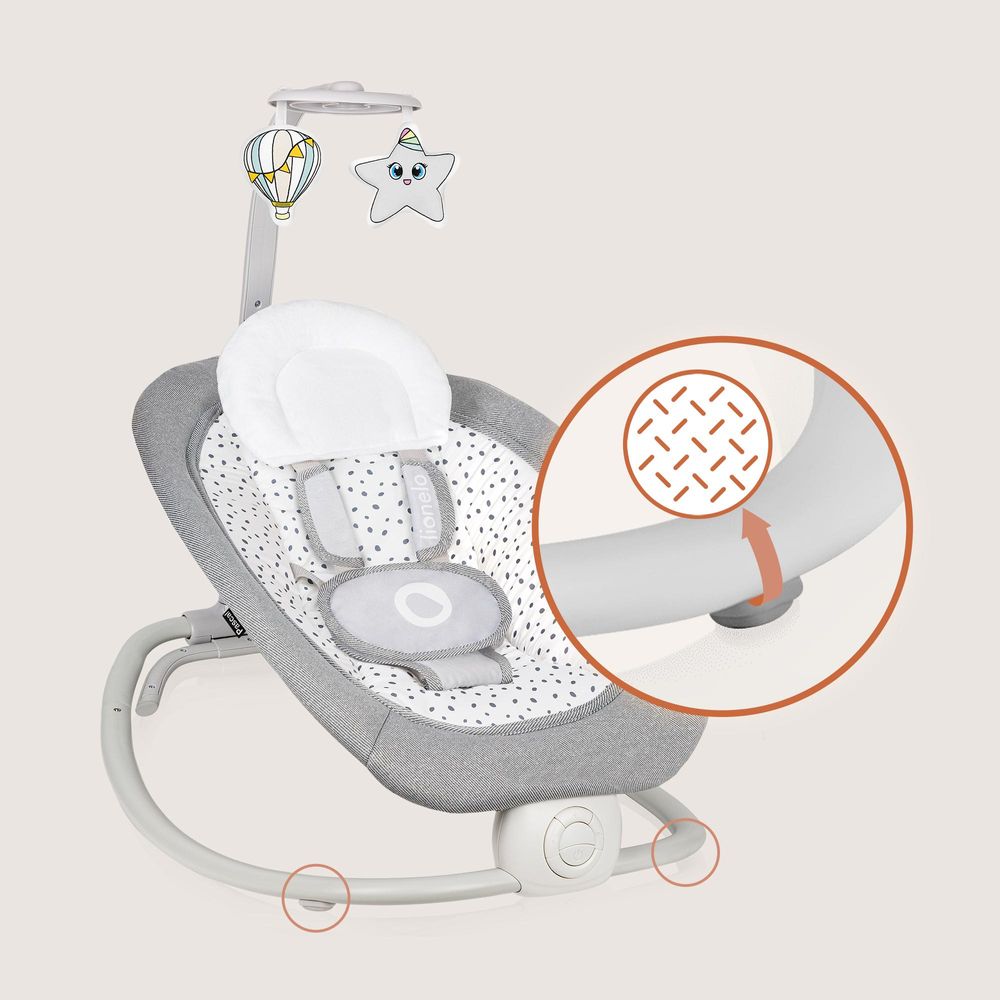 Lionelo Pascal babywippe babyschauke babynest baby wippe kinder schaukel bouncer Taubengrau