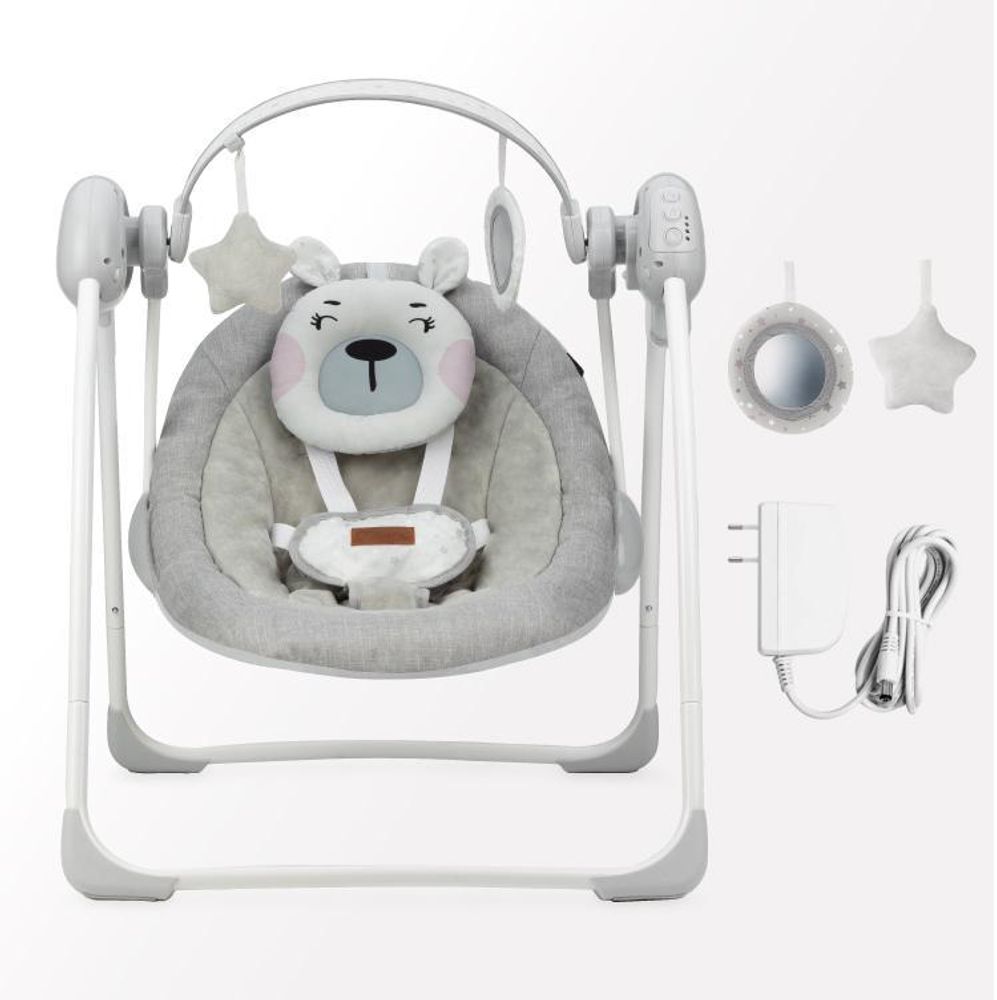MoMi LISS Babywippe - Musik mit 8 Melodie, Vibration, Spielzeug-Stirnband - Grau