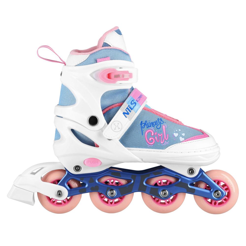 Nils Extreme NA18168A PRINCESS Inlineskates verstellbar – Weiß – Größe S (31–34) – ABEC7 – Aluminium-Schiene