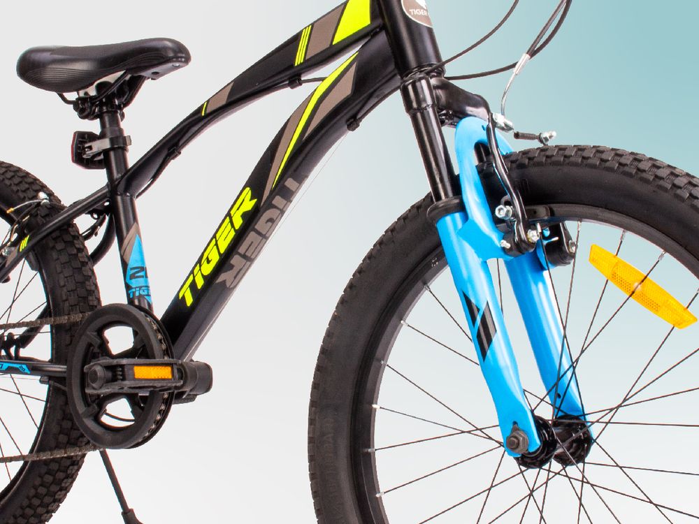 Sun baby Jungenfahrrad 20 Zoll Radgröße Kinderfahrrad Tiger Bike Jungen, zur Auswahl 6 Gang Shimano, von 6 bis 10 Jahre verstellbare (Schwarz Grün Blau)