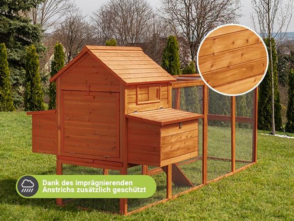 MyAnimal Hühnerstall XXL MH-22 | Für 8 Hühner - Hühnerhaus Zweistöckig  - 2 Sitzstangen  - 2 Nistkästen - Eiablage - Freilaufgehege (Braun 2.0)