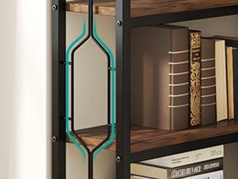 Tribesigns Eck-Bücherregal, 7-stöckiges Industrielles Eckregal, Holz und Metall Ecke Etagere Bücherregal, Freistehendes Lagerregal, Rustikales Braun
