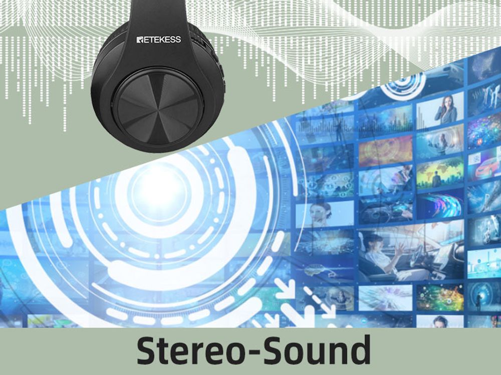 Retekess TA005 Kabellose Funk-Kopfhörer, Eingebauter Wiederaufladbarer Akku, Unterstützt Stereo-, AUX- und RCA-Eingang, Kopfhörer für Senioren, Eltern