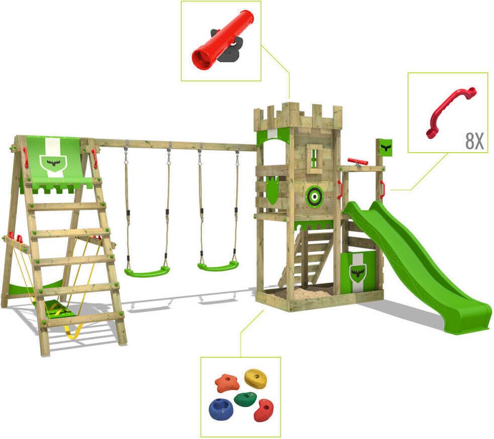 Ritterburg Fatmoose BoldBaron Boost XXL Kletterturm mit Surfanbau in Hellgrün