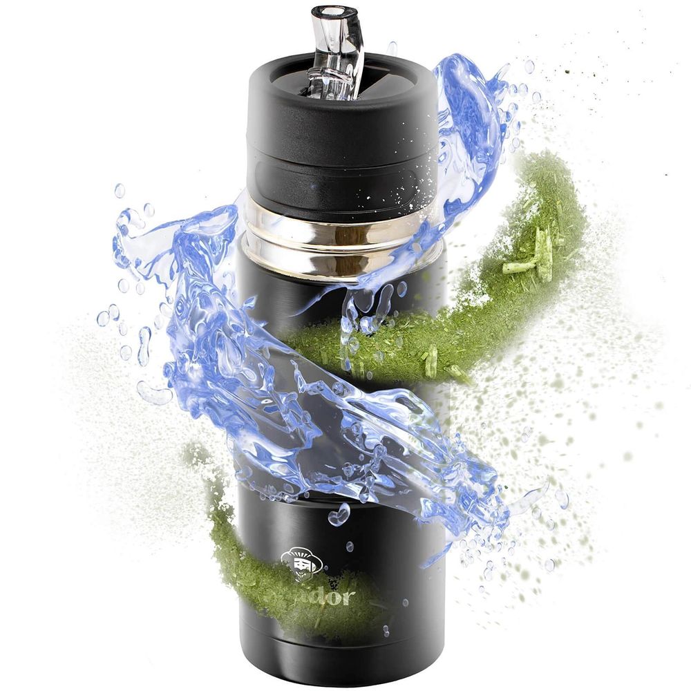 Cebador - Thermoskanne Yerbomos XL  All-in-One Mate Becher Schwarz 750ml - 3-in-1 Termos, Matero, Bombilla - Doppelwand Isolierung - Temperaturhaltend