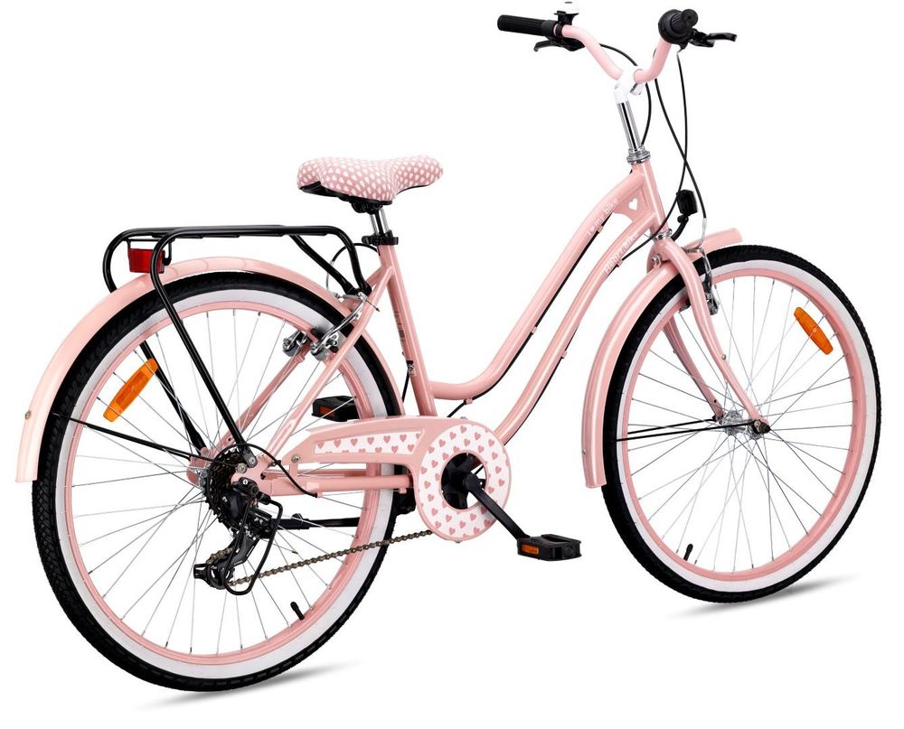 Vista posteriore della bicicletta con portapacchi e parafango.