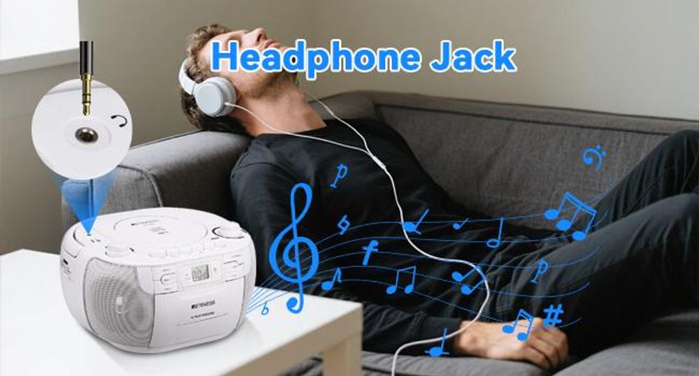 Retekess TR621 Přenosné CD rádio, kazetový přehrávač CD, stereo s AM FM rádiem, kazetový magnetofon, podpora USB/TF/sluchátek, s dálkovým ovládáním