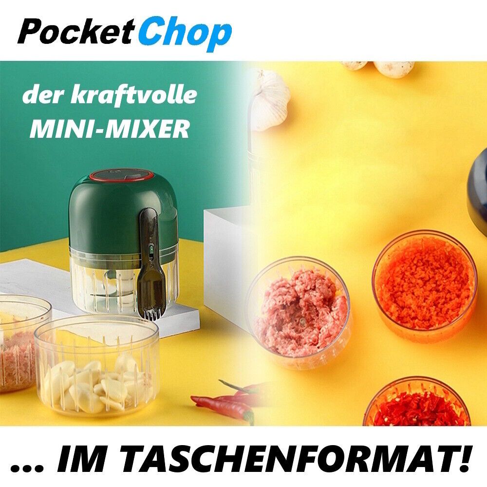 PocketChop Elektrischer Mini Zerkleinerer Akku Multi-Zerkleinerer USB Chopper