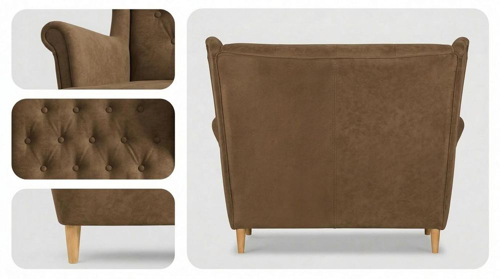 Zweisitzer-Sofa DIANA Royal – Gesteppte Rückenlehne, Velours in Braun, Family Meble