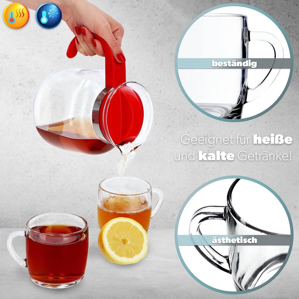 KADAX Teegläser mit Griff "Barnico", Saftgläser, spülmaschinenfest, 310ml, 6er Set