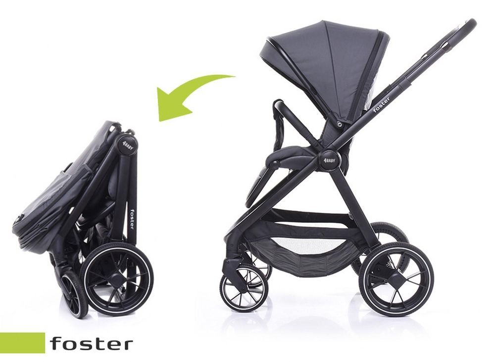 4Baby | Kinderwagen - Buggy Kinderwagen - Grau - drehbarer Sitz - leicht - geländetauglich - mit Einhand-Faltung - komfortabel bis 22 kg - Foster