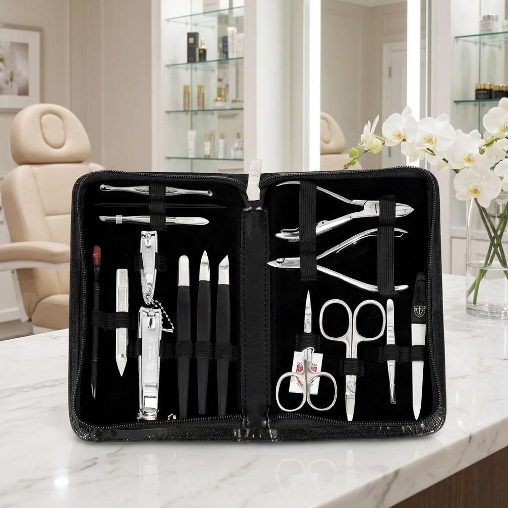 Set Manicure e Pedicure Solingen 16 Pezzi con Custodia - Accessori Unghie, Tronchesino, Forbicine,