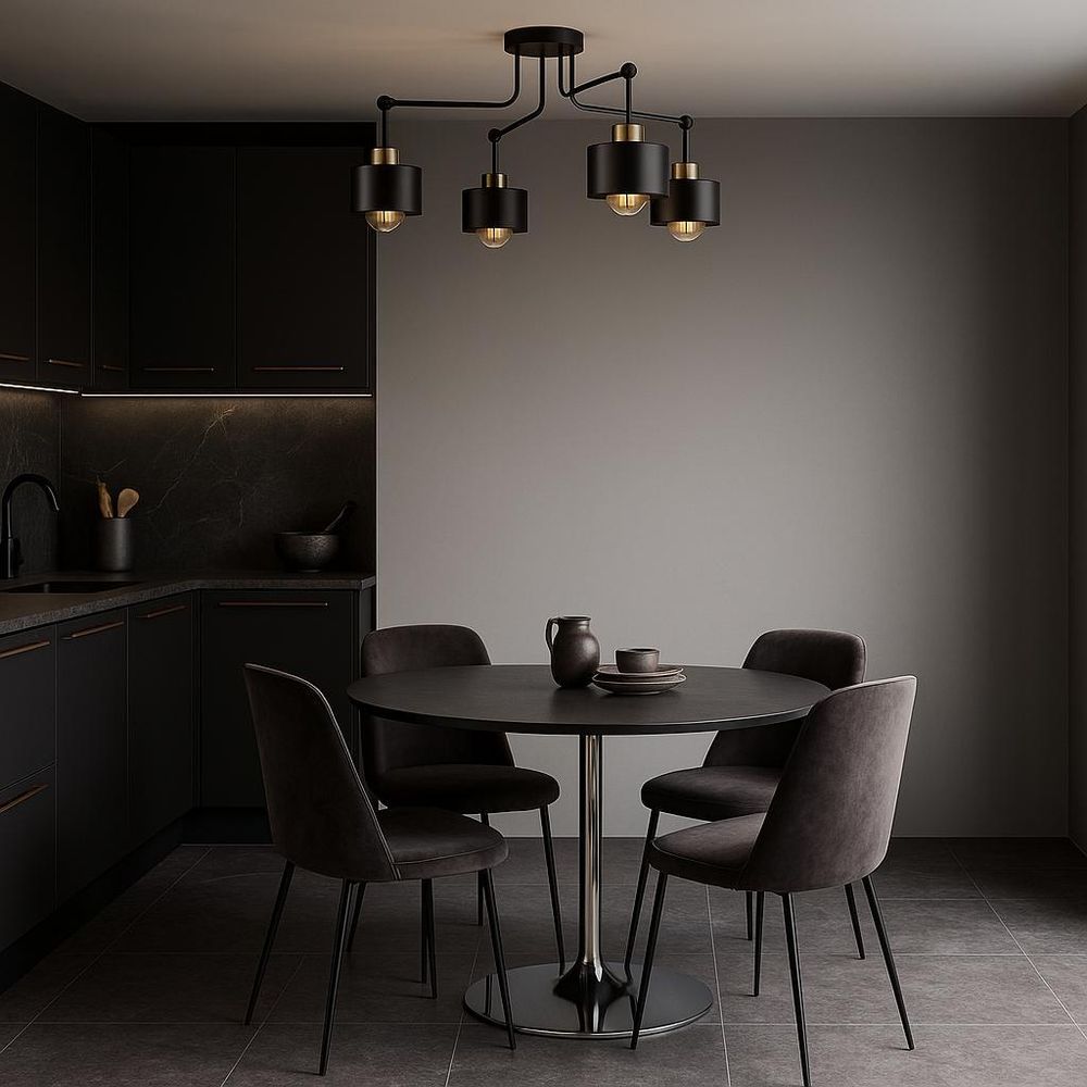 MasterLED Deckenleuchte – 4-flammig E27 – Metall lampe schwarz kupfer im Retro Design – ideal für Wohnzimmer, Flur & Küche – Elza