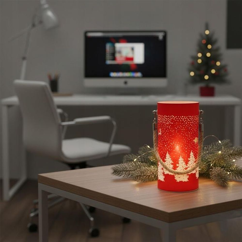 Weihnachts-Glaslaterne, Weihnachtsgeschenk FCL-10 rot-gold L Forever Light