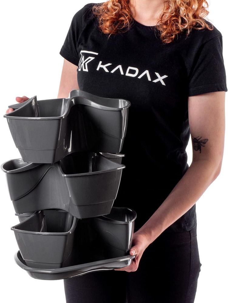 KADAX Pflanzturm, Vertikaler Kräutergarten aus robustem Kunststoff, 3L/9L Säulentopf