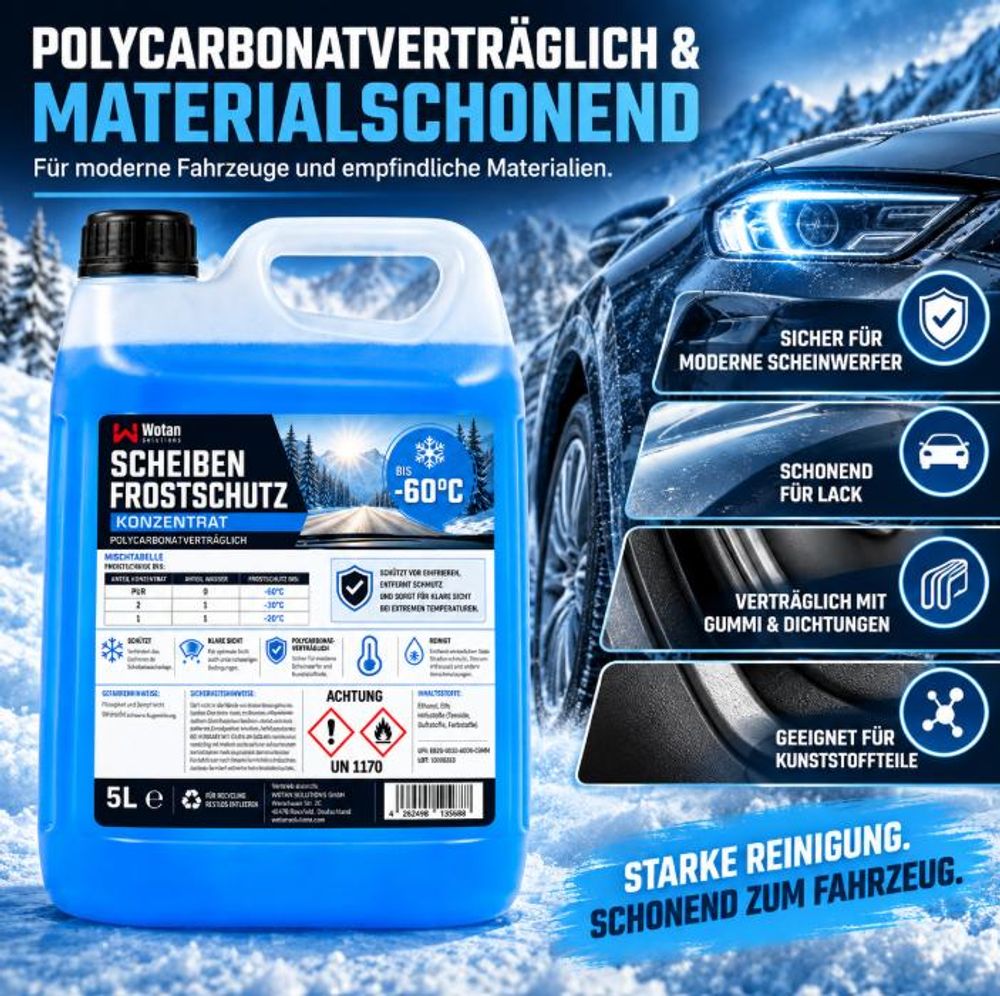 Polycarbonatverträglicher und materialschonender Scheibenfrostschutz für moderne Fahrzeuge