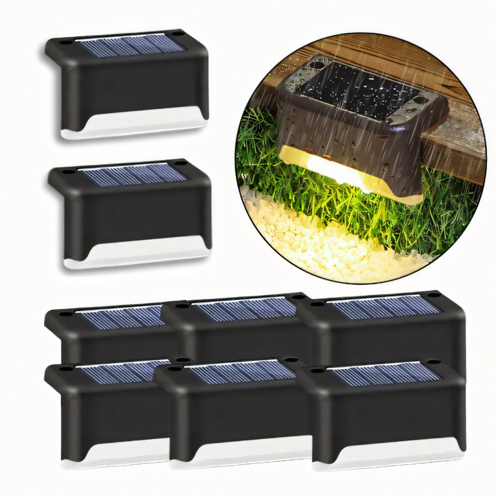 8 Stück LED Solarleuchten Zaunleuchte Wandlampen Gartenleuchte Außen Treppen Lampe, Solar-Zaunleuchte Schwarz Retoo