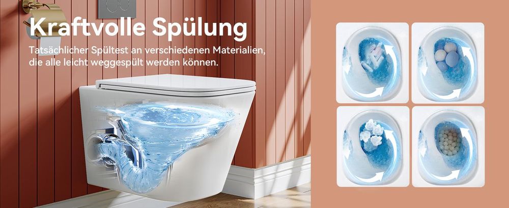 Wand Toilette mit Einloch Superspin Spülung