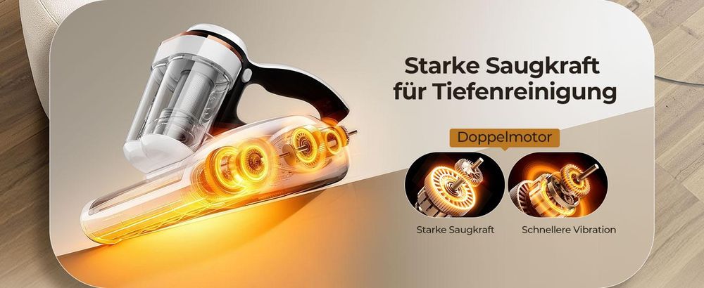JIGOO J300 Milbensauger 500W Milbenstaubsauger mit UV-Licht Handstaubsauger