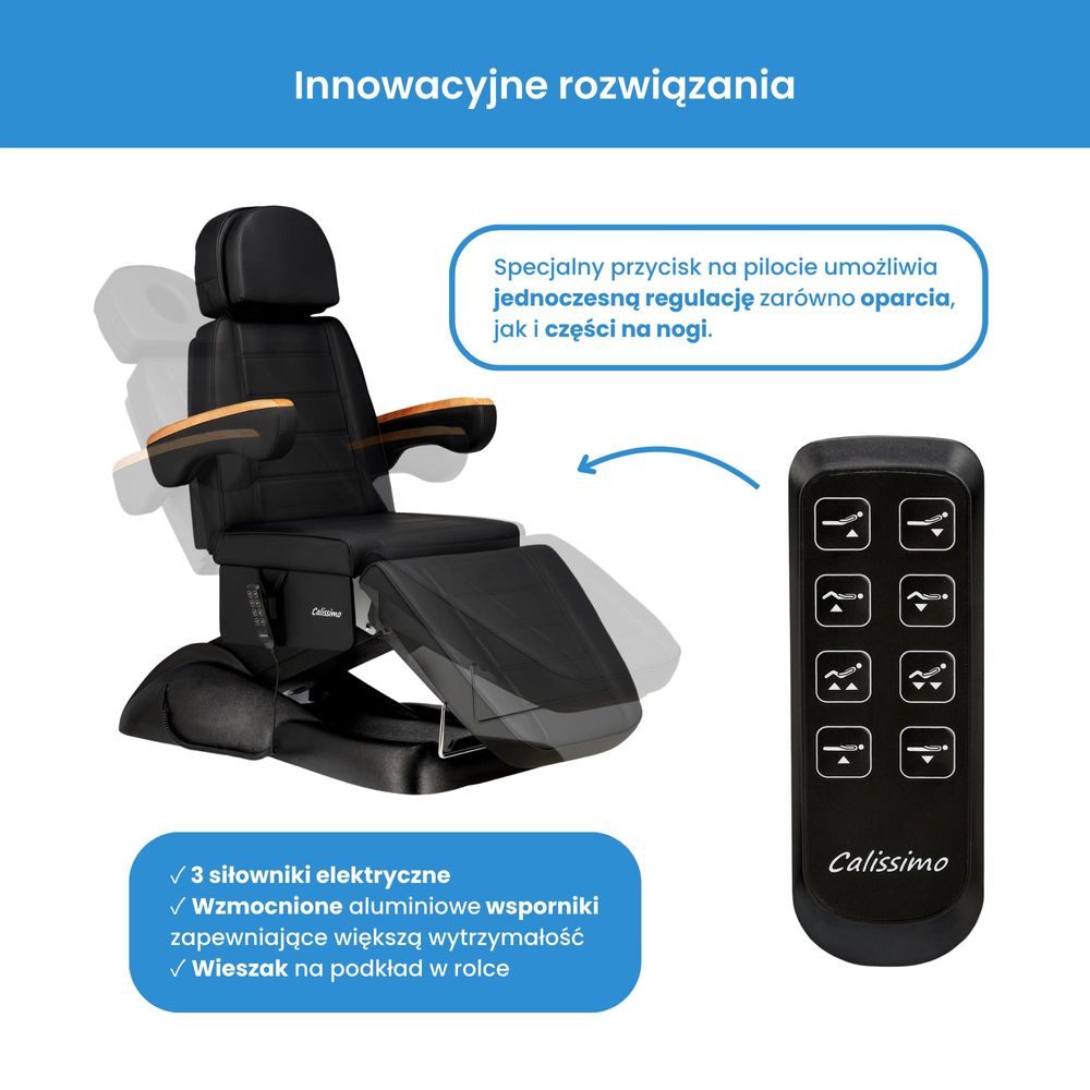 Fotel kosmetyczny elektryczny do salonu kosmetycznego pedicure regulacja 3 siłowniki Marcel