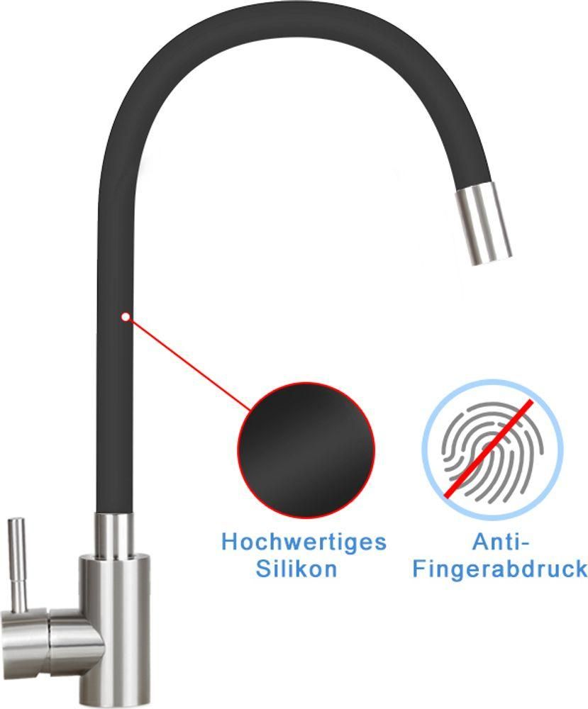 ZMH Küchenarmatur Wasserhahn Küche Hochdruck Armatur Edelstahl Mischbatterie 360°Schwenkbar Spültischarmatur Küchenwasserhahn flexibler spülarmature
