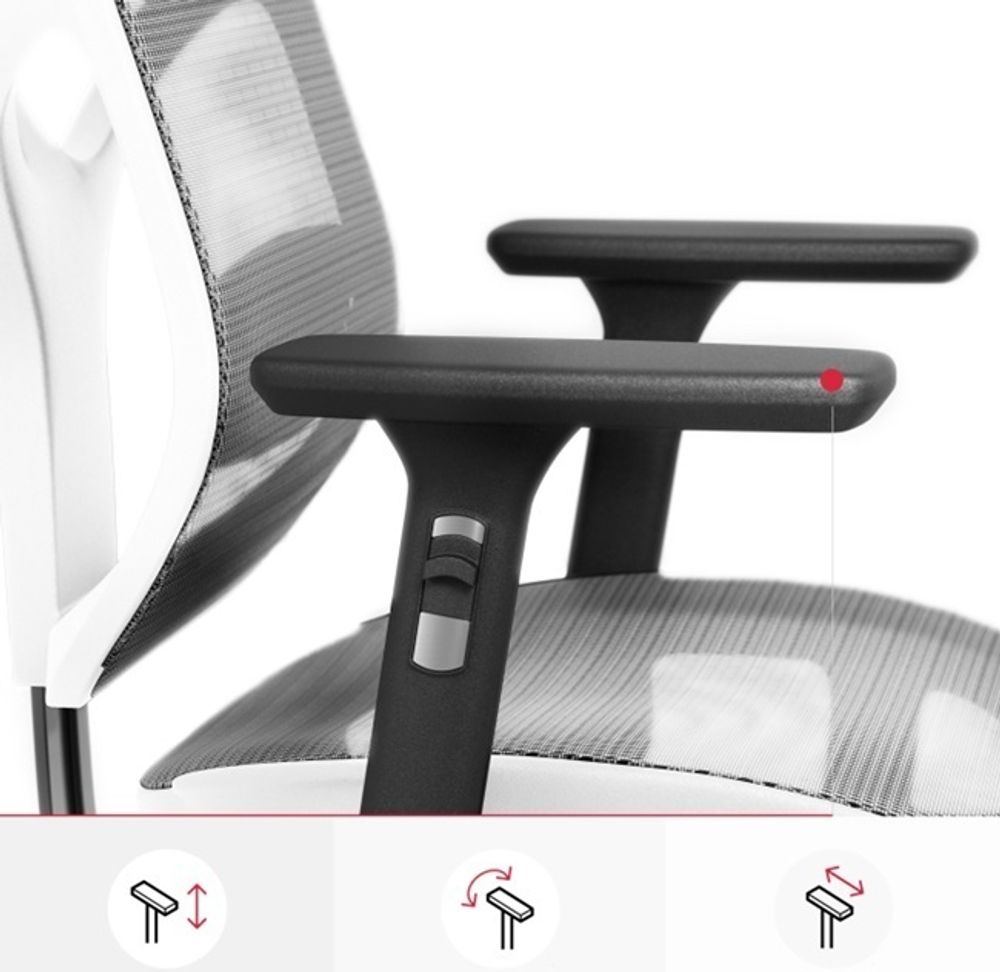 Diablo V-Basic Bürostuhl Chefsessel Netzstoff verstellbare Armlehnen höhenverstellbar ergonomisch Farbwahl (weiß/grau)