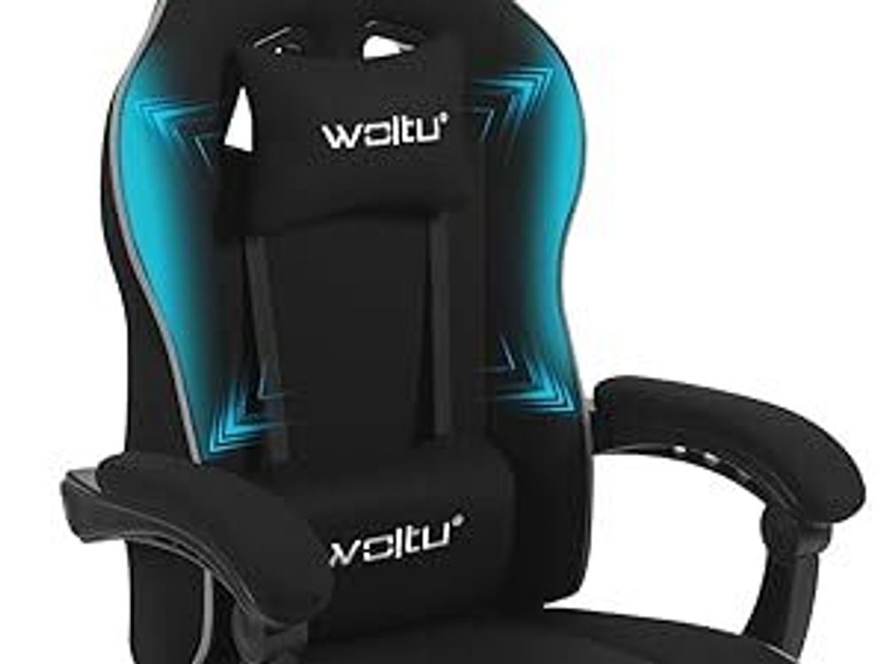 WOLTU Gaming Stuhl mit Taschenfederkissen, ergonomischer Drehstuhl, Netzstoff, Grau