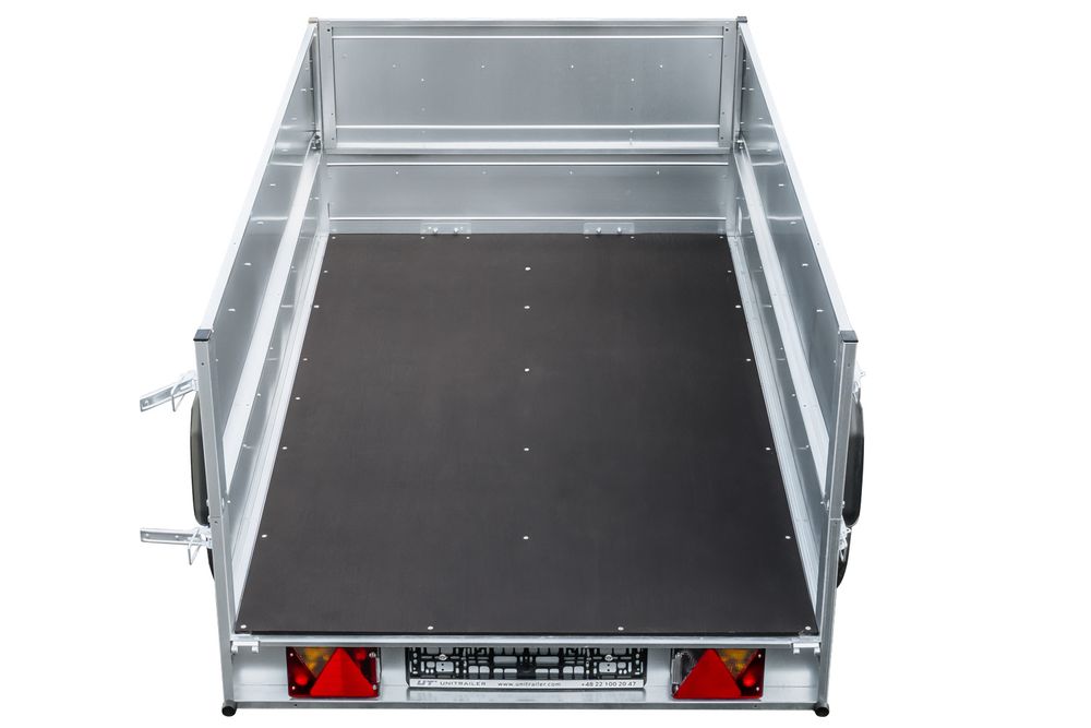 Pkw Anhänger Kipper 230x125 Garden Trailer 230 KIPP Unitrailer 750 kg mit Stützrad und zusätzlichen Bordwänden