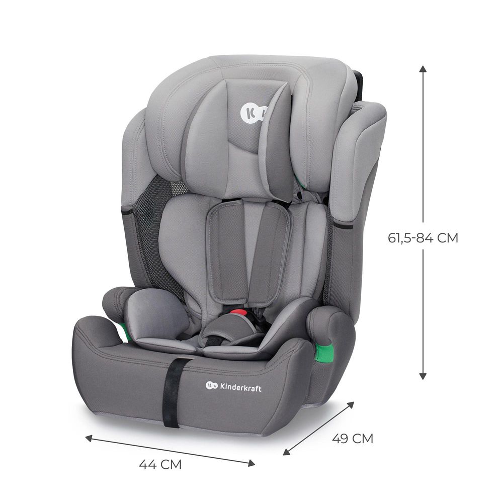 Kinderkraft COMFORT UP i-Size - Autokindersitz - Autositz - 76-150 cm - R129 Norm - 5-Punkt-Gurt - EASY GROW System - Belüfteter Sitz - Grau