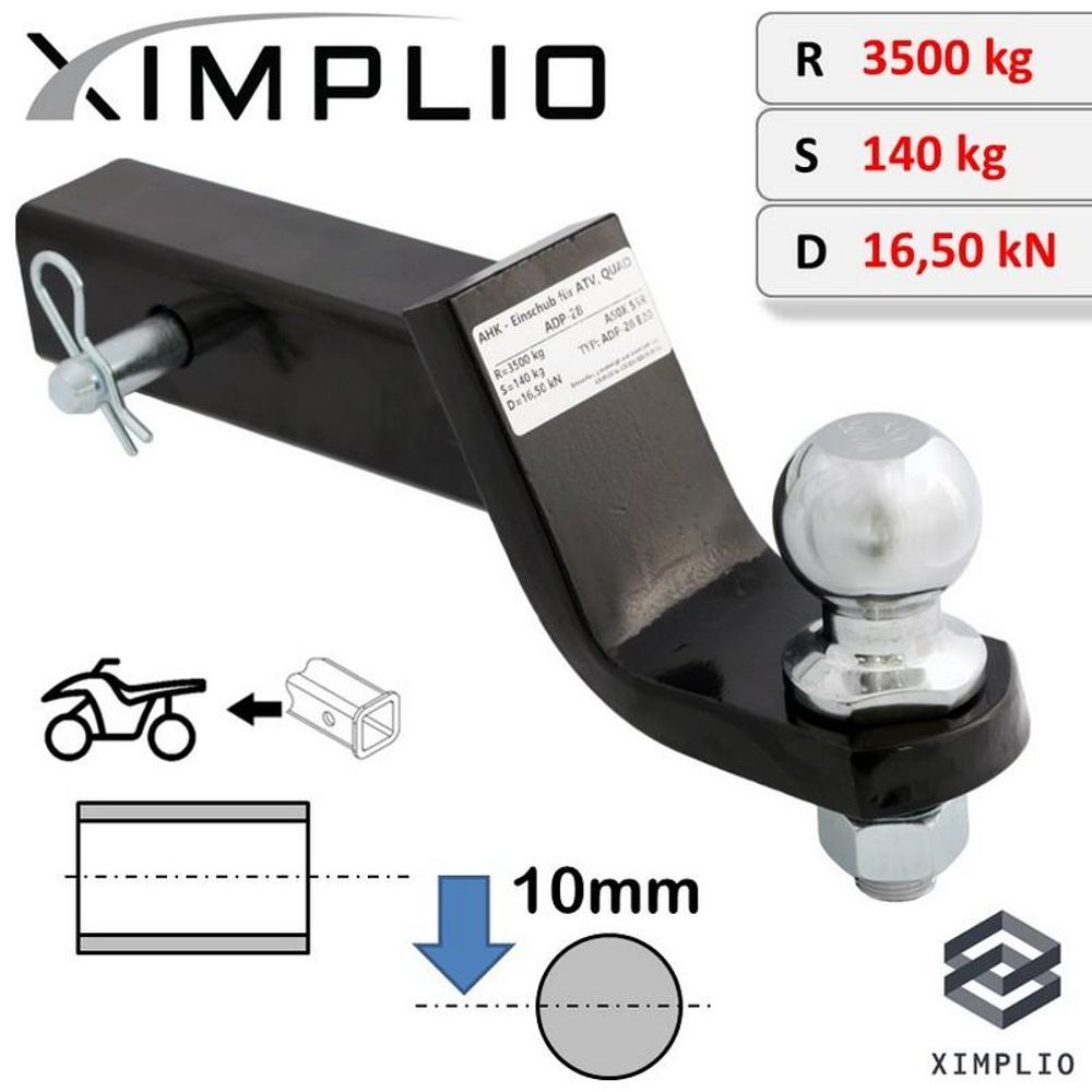 Anhängerkupplung AHK-Einschub 2-Zoll Adapter 51x51mm für Kymco MXU