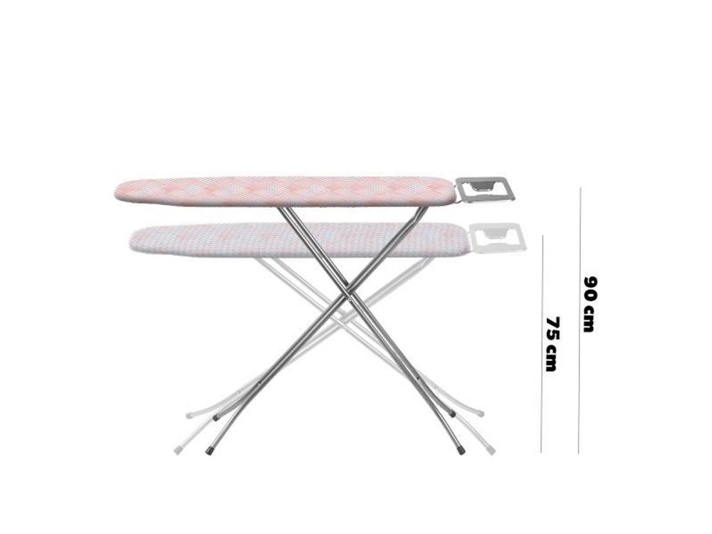 KADAX Bügelbrett mit hitzebeständiger Bügeleisenablage, Robuster Bügeltisch mit stabilen Beinen (Lachsfarbe)