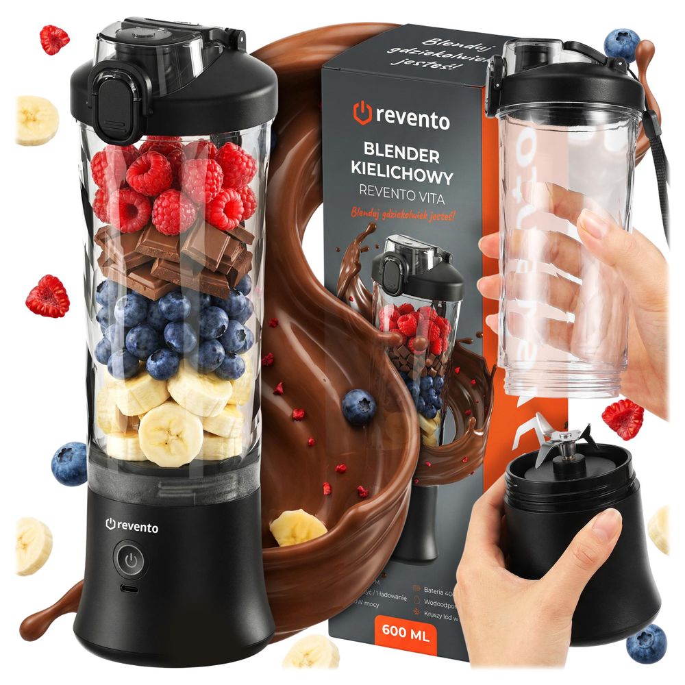 REVENTO® Vita Blender bezprzewodowy kielichowy usb do smoothie personalny 600ml