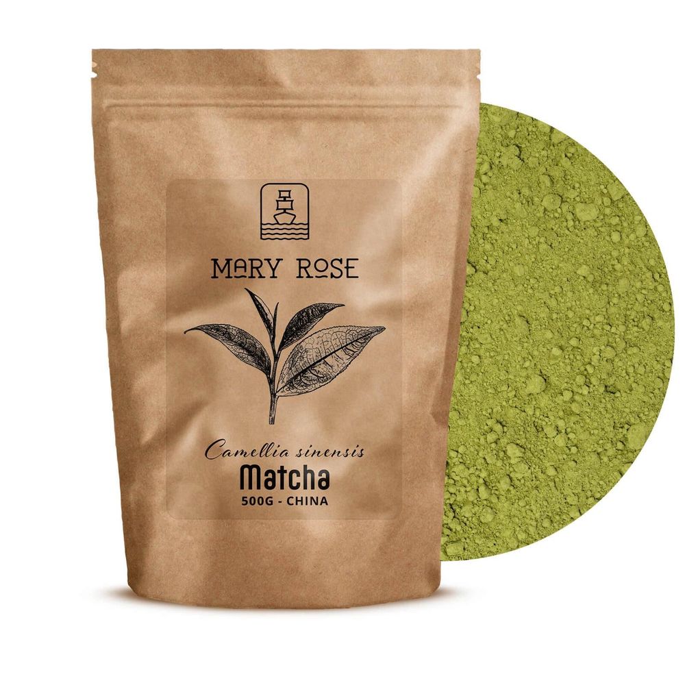 Mary Rose - Matcha Tee Pulver 500g - Grüner Tee Aus Hangzhou - Intensives Umami Aroma - Perfekt für Latte, Smoothies, Backen - Energie, Fokus