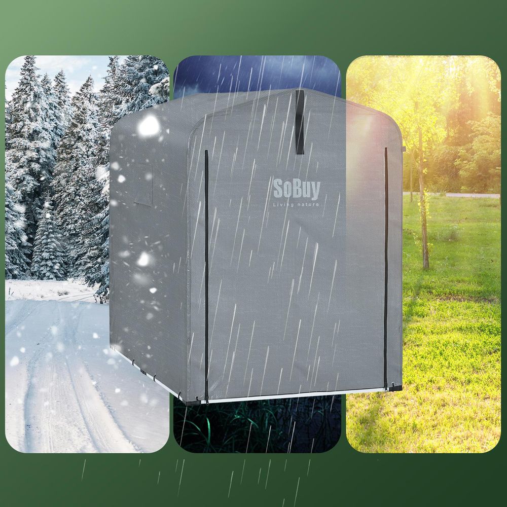 SoBuy Fahrradgarage wetterfest Geräteschuppen Fahrradgarage für 1-2 Fahrräder Carport Zelt mit UV-Schutz Fahrradschuppen für Regenschutz KLS11-DG