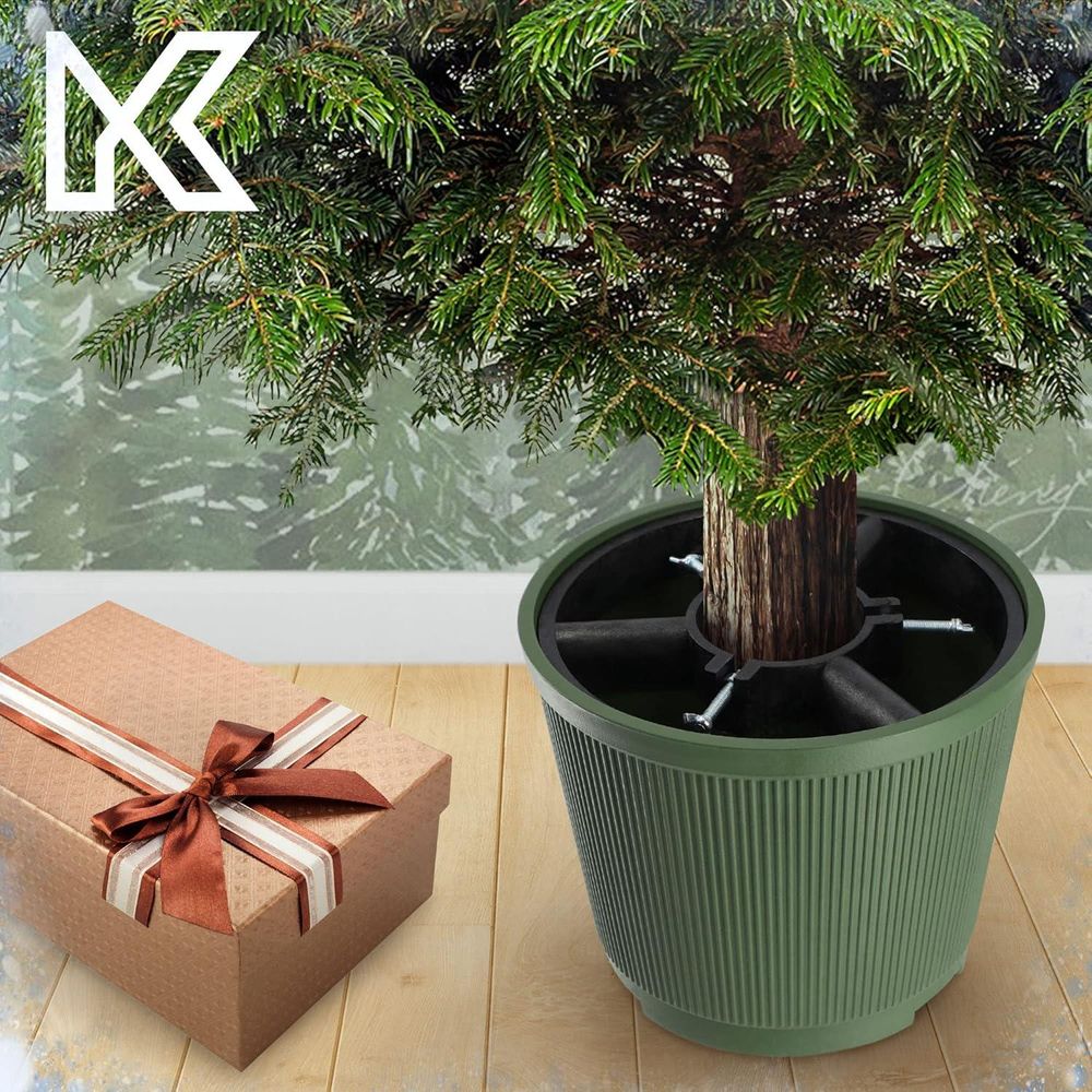 KADAX Weihnachtsbaumständer "Andel", Christbaumständer aus recycelten Kunststoff, Grün, Baumhöhe bis 250 cm