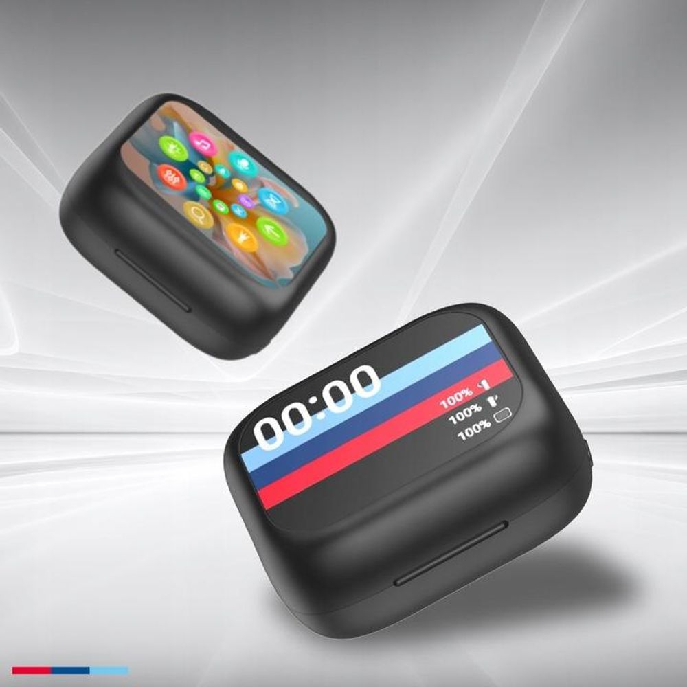 Forever Bluetooth-Kopfhörer, In-Ear Kopfhörer mit Display ANC + ANC TWSS-500 schwarz