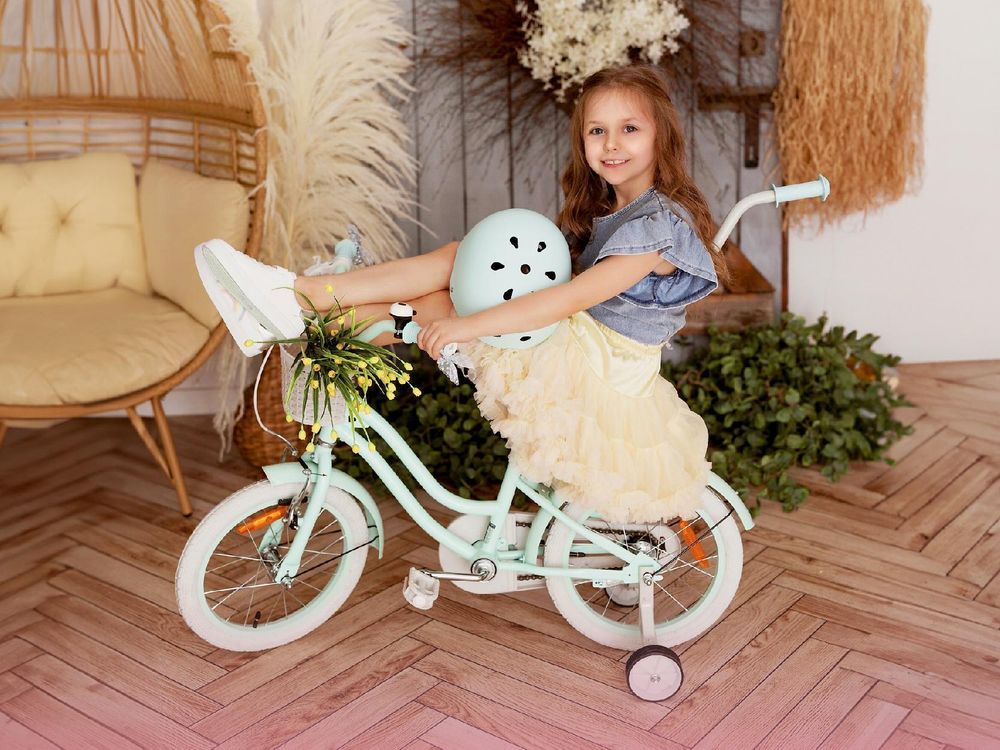 SUN BABY Heart Bike: bicicletta per bambine da 12 pollici, a partire dai 2 anni, con rotelle, manubrio di spinta rimovibile, cestino, campanello, freno a contropedale e freno V-brake