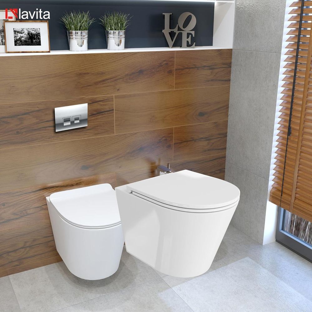 DOMINO Geberit Duofix Basic Vorwandelement + Wand-WC Tiefspül Galve Becken Weiß Spülrandlos + Bedienplatte Delta 25 für Doppelspülung | Komplett Set