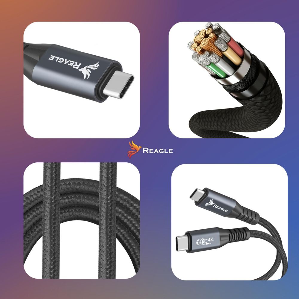 Reagle 3M USB C auf USB C Kabel 3.2 Gen 2 PD 240W 4K@60Hz 10 Gbps 5A QC