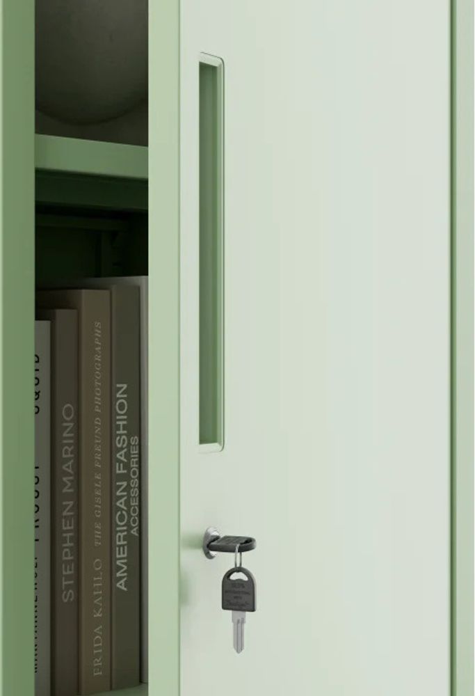Büroschrank Aktenschrank Metallschrank Lagerschrank 4 Fachböden Flügeltür Pulverbeschichtung Stahlblech 185 cm x 45 cm x 40 cm Farbe: Pastellgrün